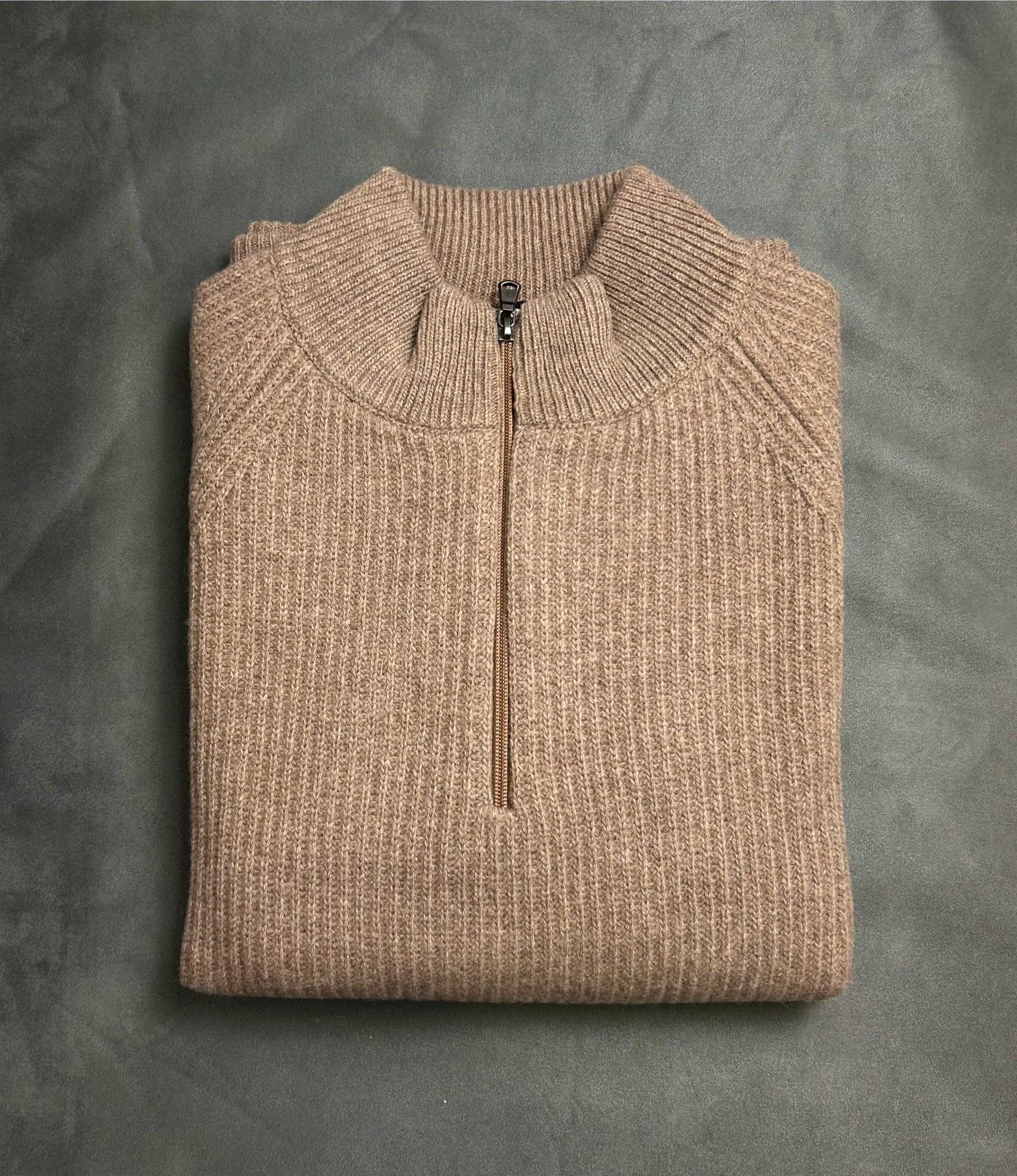 Pullover mezza zip  in pura lana