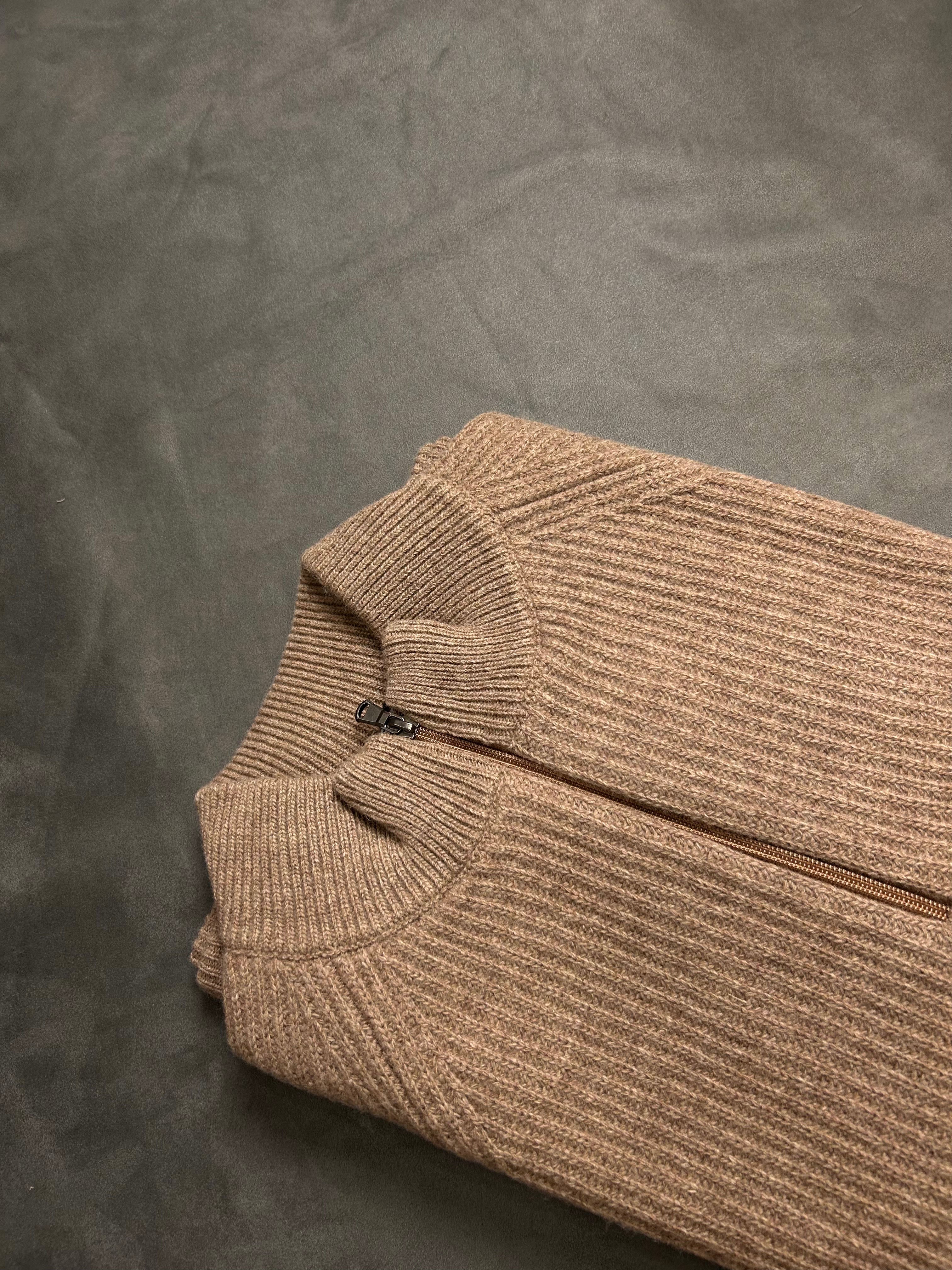 Pullover mezza zip  in pura lana