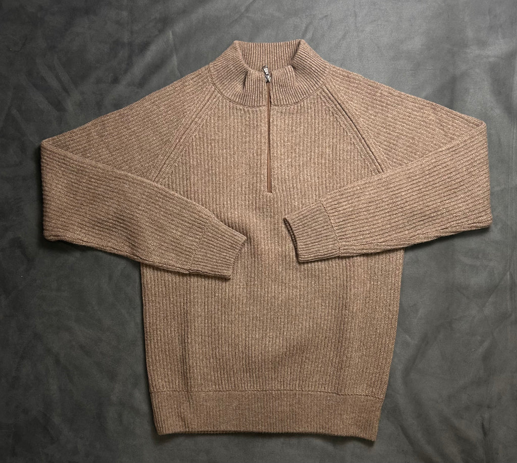 Pullover mezza zip  in pura lana