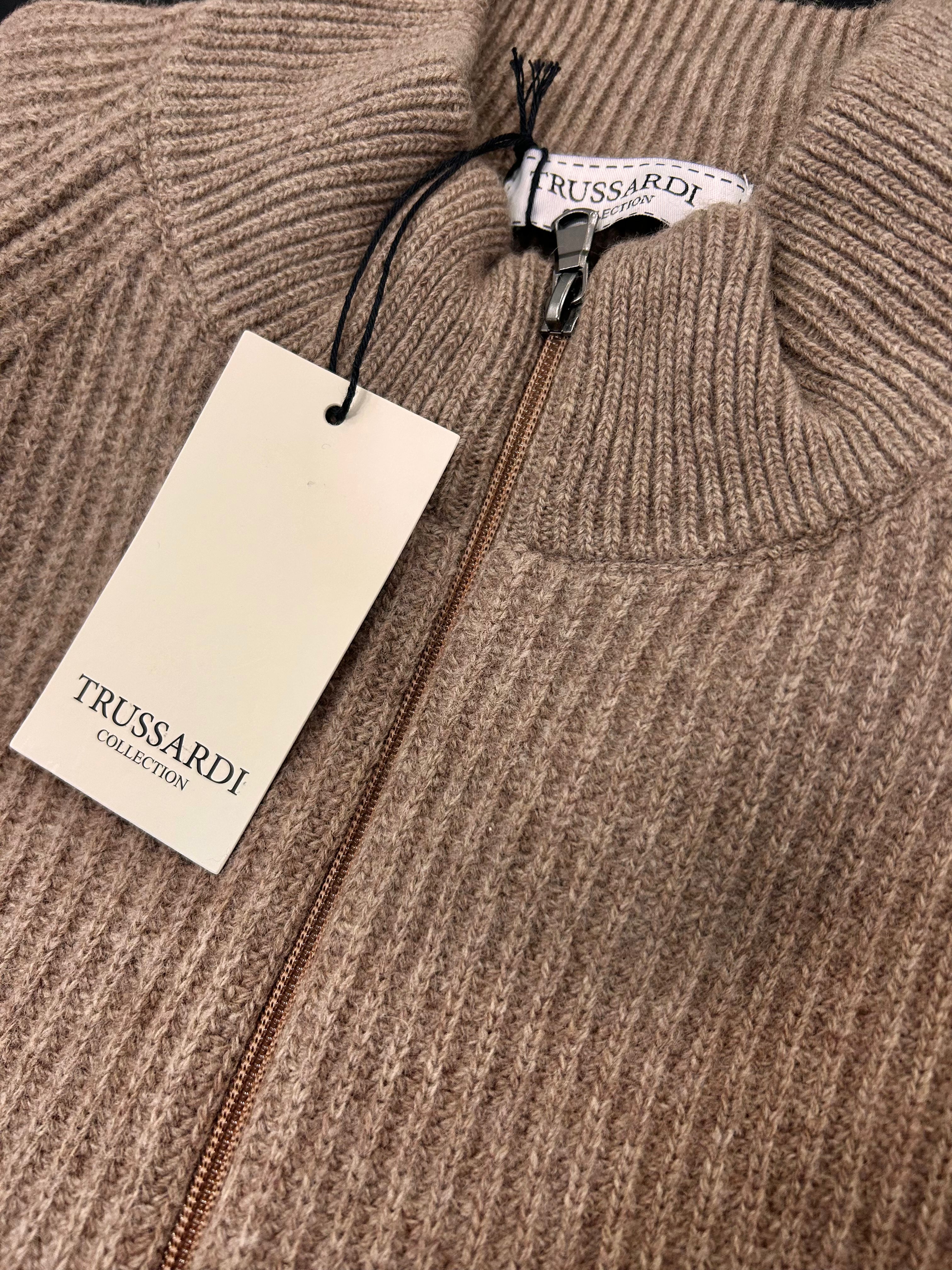 Pullover mezza zip  in pura lana